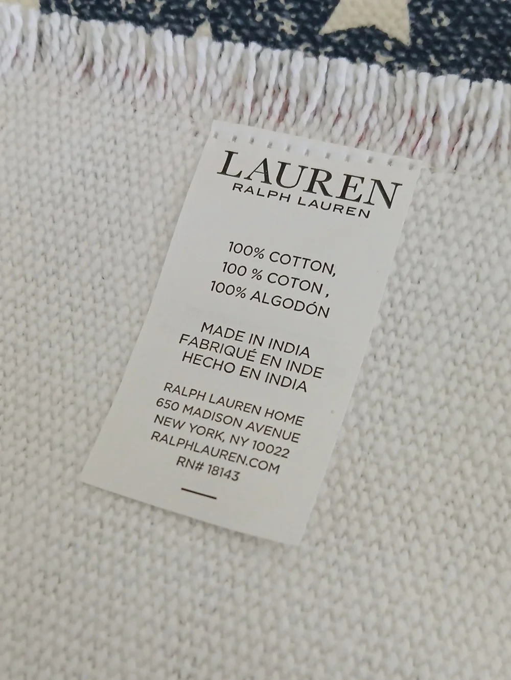 Lauren Ralph Lauren 100% Cotton Woven American Flag Placemats Set of 4 Fringed